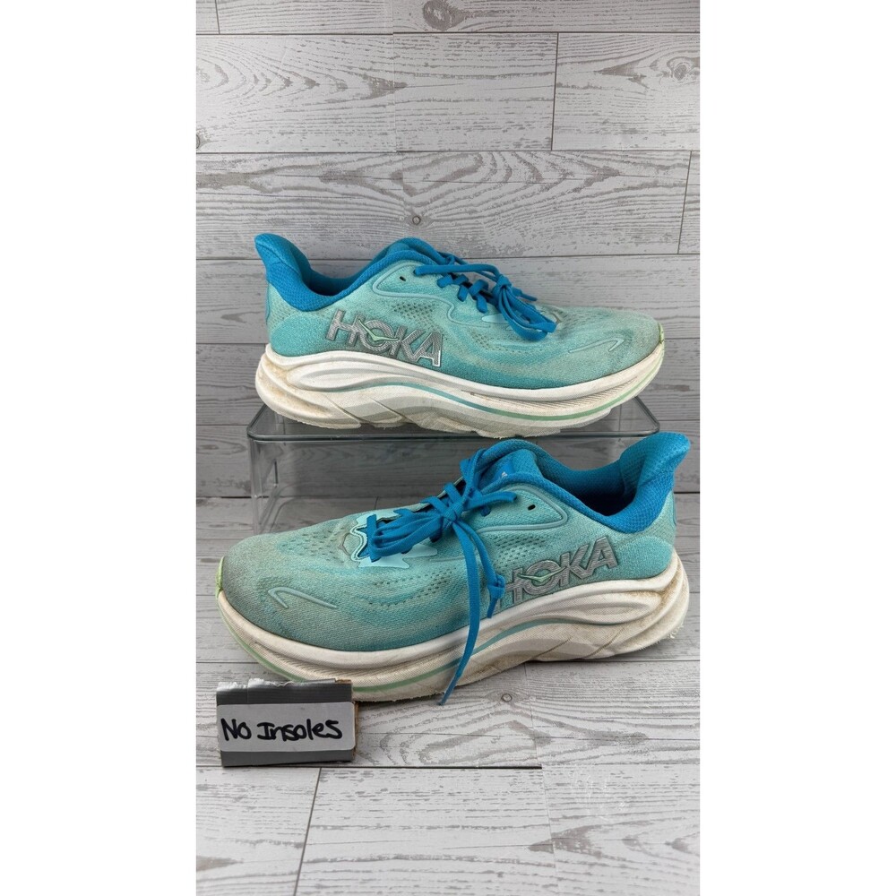 Hoka One One Clifton 10 Light Blue White 9.5D Womens Sneakers Running Shoes #440